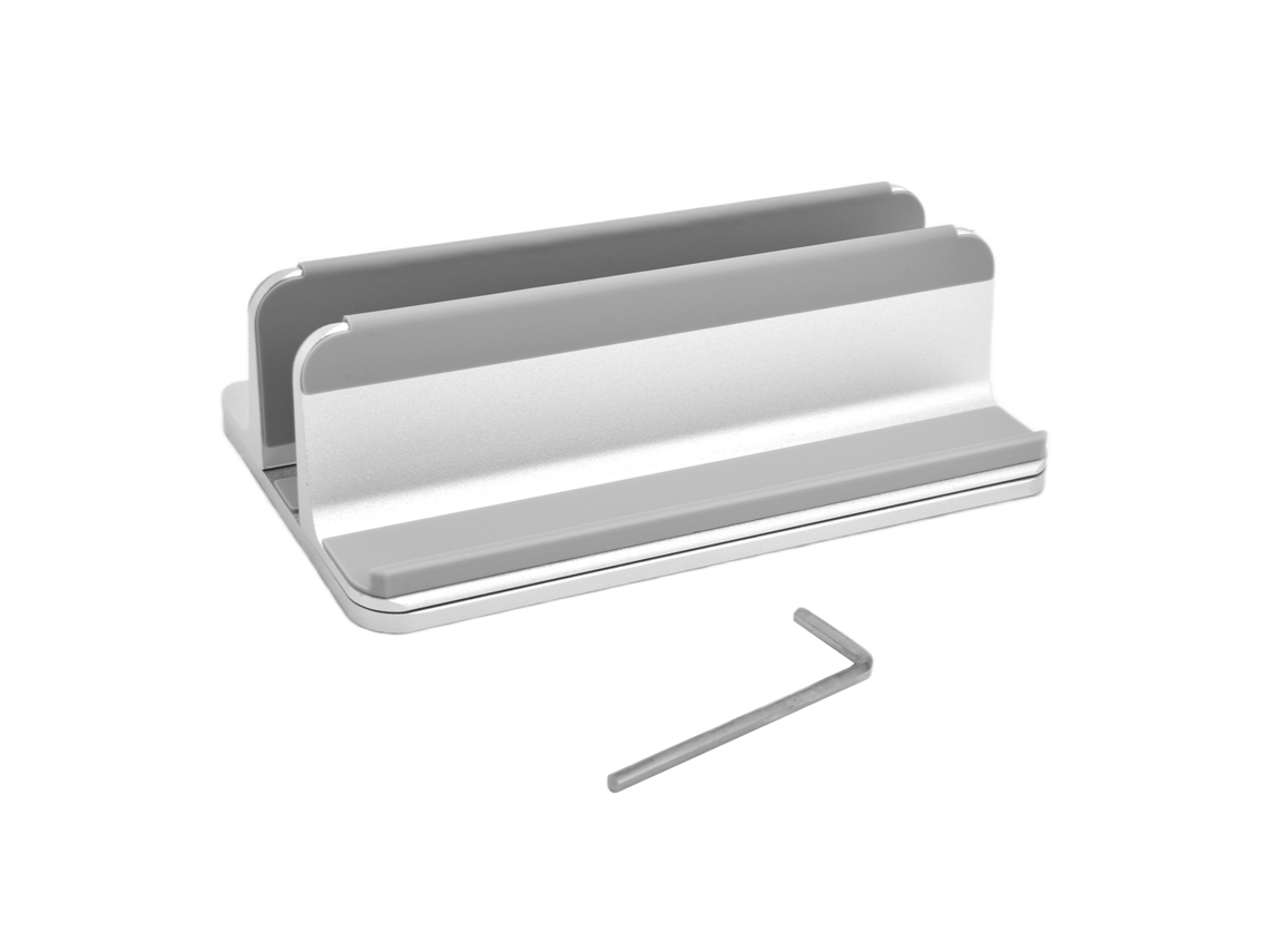 Soporte Ajustable Para Portátil Y Tableta Con Almohadilla De Silicona, Organizador Vertical De Aluminio Plateado
