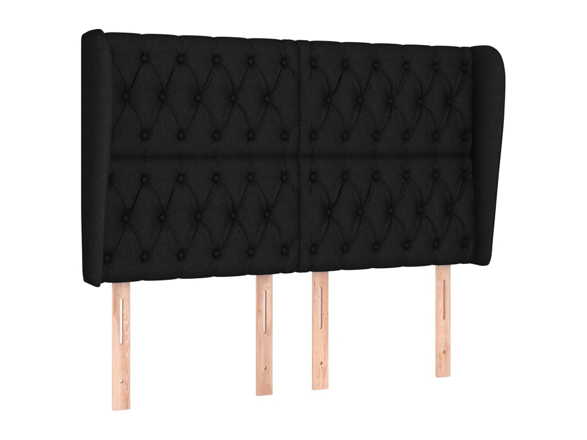 Maison Exclusive - Cabecero Con Orejas De Tela Negro 163x23x118/128 Cm