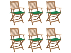 Conjunto 6 Silla de jardín VIDAXL Verde Madera de acacia (54x57x91 cm)