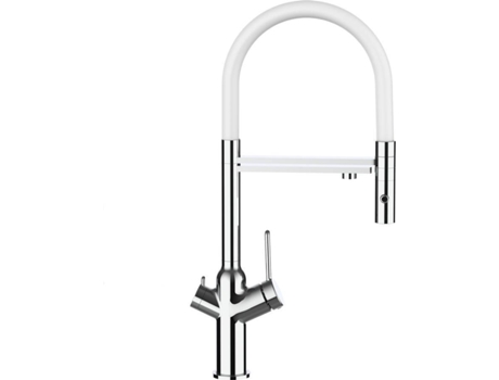 Grifo de cocina VIZIO 4 Vias Tubo Giratória 360° Cromado Blanco (Latón)