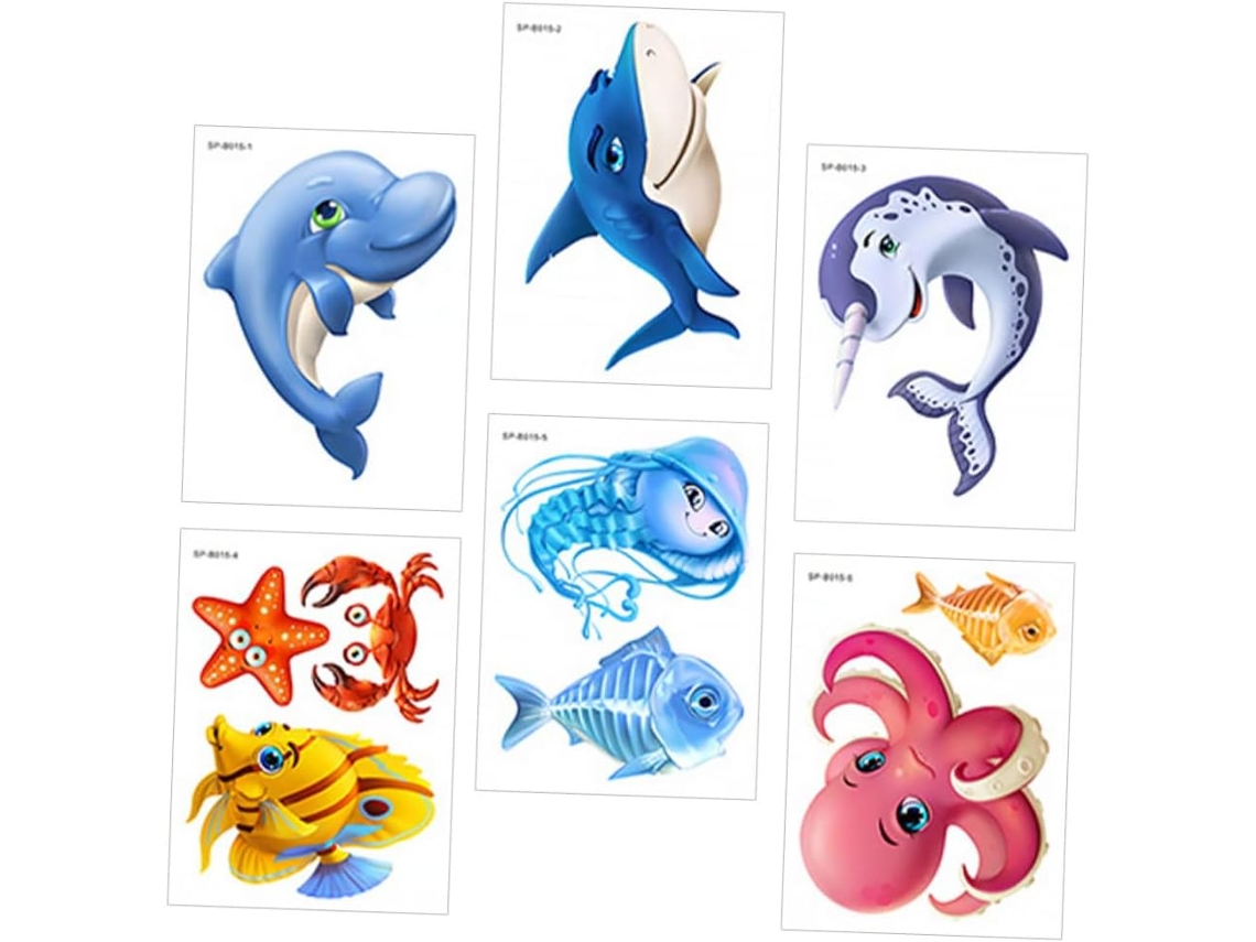Pegatinas antideslizantes para suelo de baño, 6 unidades, con diseños de animales marinos, de PVC extraíbles, de Slowmoose