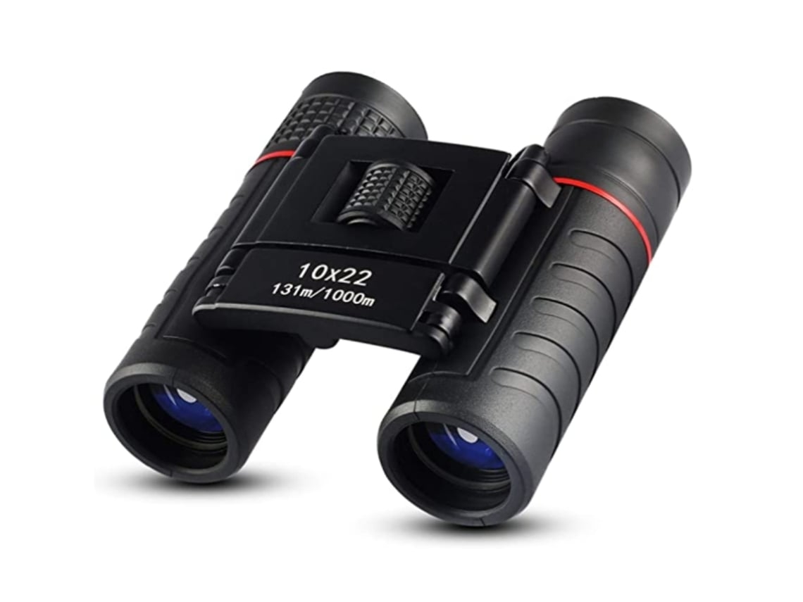 Binóculos Para Crianças Adultos 10x22 De Alta Resolução Óptica Real Mini Telescópio Dobrável À Prova De Choque Binocular Compacto Preto Facpoet