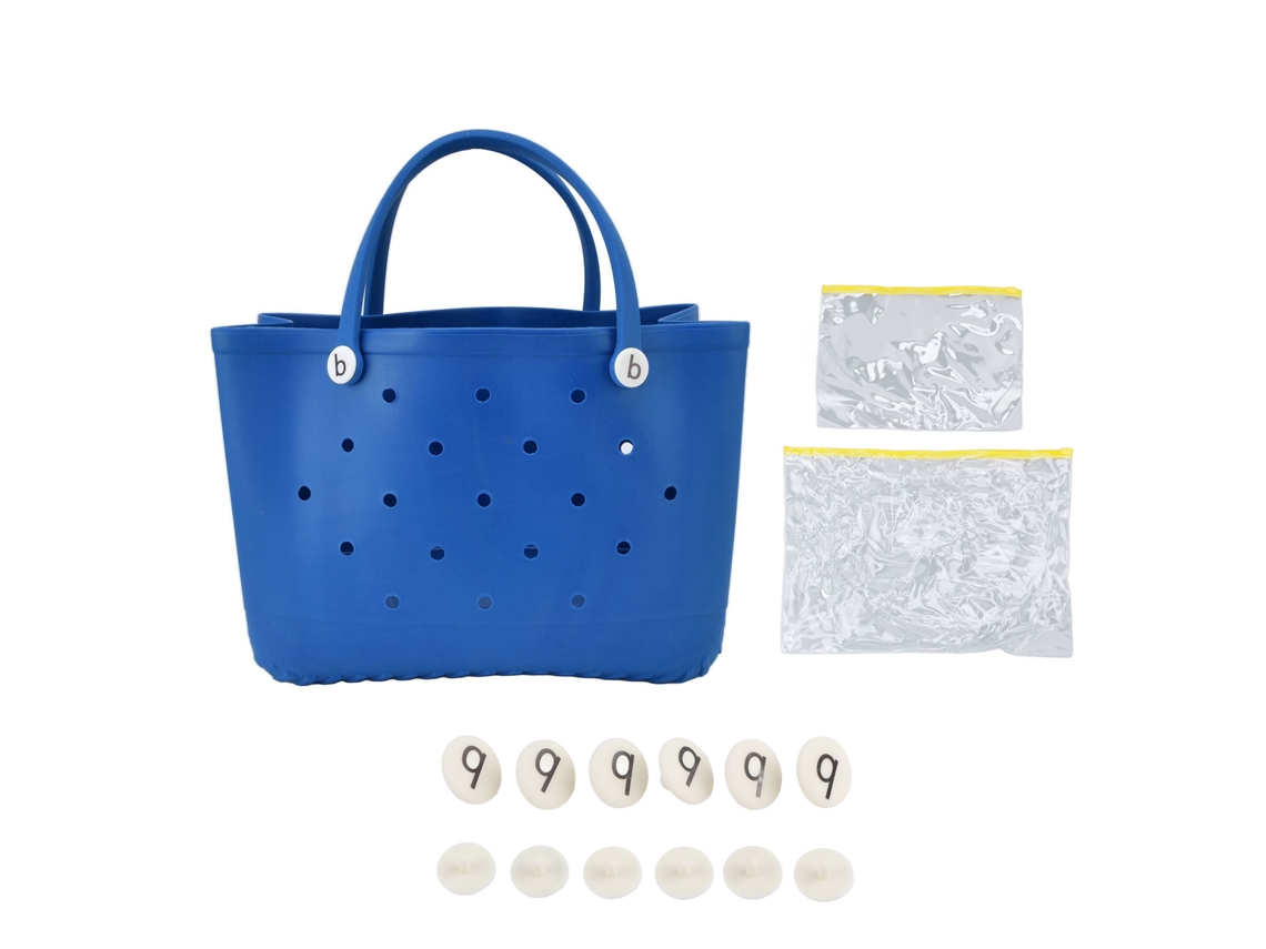 Bolsa De Playa Grande De Eva, Segura, Duradera, Multiusos, Diseño Con Orificio Redondo, Portátil, Azul.