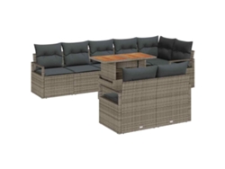 Maison Exclusive - Conjunto De Sofá De Jardín Con Cojín Manual 9 Pcs Gris Y Marrón