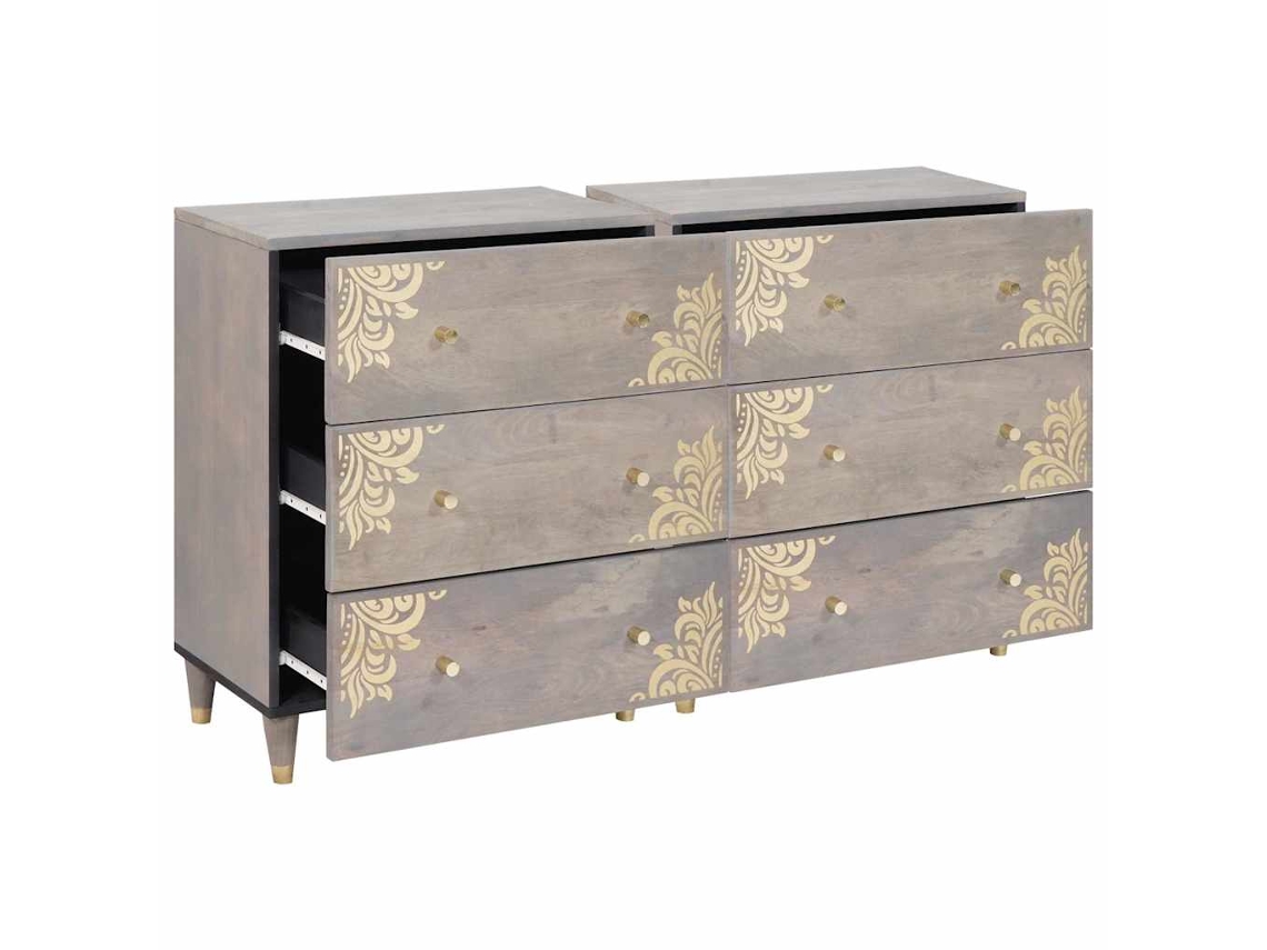 Maison Exclusive - Aparador 2 Pcs Gris 60 X 33 X 75 Cm Madera De Mango Maciza