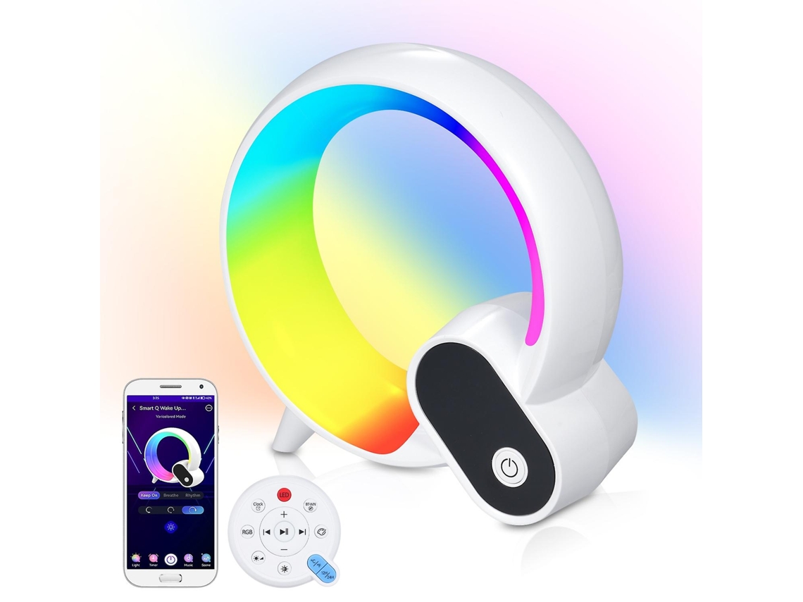 Luz de despertador, luz ambiental, despertador, visualización de la hora, máquina de ruido blanco, altavoz Bluetooth inalámbrico, Yunzii
