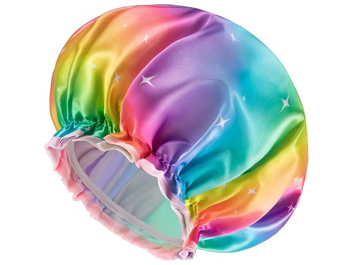 Gorro De Ducha Grande Para Mujeres Con Cabello Largo, Paquete De 2, Reutilizable, Impermeable, Arcoíris Brillante
