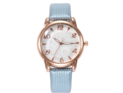 Reloj De Pulsera Para Mujer Vansvar Con Correa De Piel Sintética, Estilo Sencillo, Azul Claro.