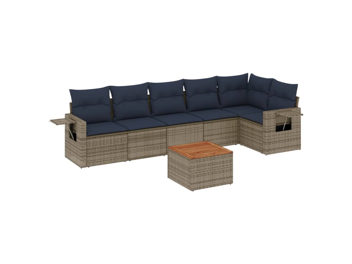 Maison Exclusive - Conjunto De Sofá De Jardín De 7 Piezas Con Cojines, Poliratán Gris