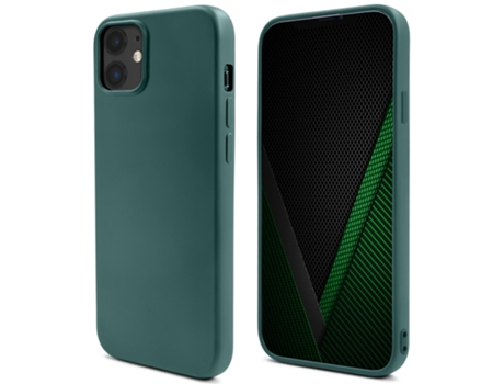 Funda Temperamental Projetada Acabamento Fosco para iPhone 12 mini MOOZY Silicona Líquida Textura Suave Verde