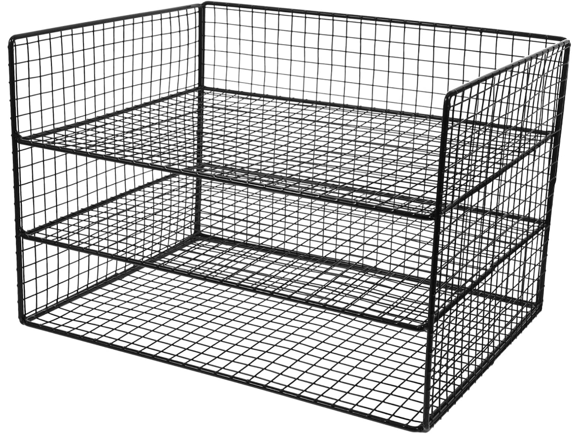 Organizador De Archivos De Oficina De Hierro Negro, Estantería De 3 Niveles Resistente Al Desgaste.