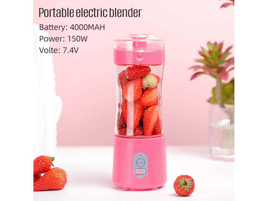 Licuadora Portátil Recargable Por Usb, 4000 Mah, 380 Ml, 6 Cuchillas Para Batidos Y Licuados.