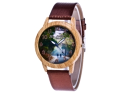 Reloj De Pulsera De Aleación Con Esfera Redonda Analógica Cuarzo Para Mujer Y Hombre (café)