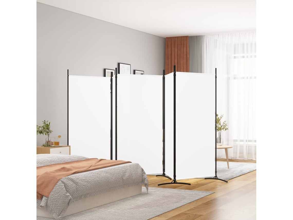 Biombo de 5 paneles 433x180 cm Tela blanca DKD HOME DECOR