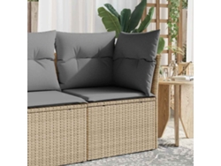 Silla de jardín sin reposabrazos con cojines de mimbre beige PE Dkd Home Decor