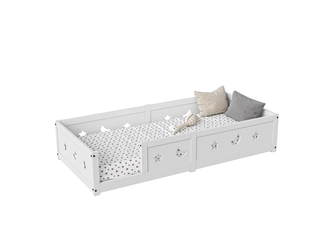 Cama baja, diseño Montessori, características de seguridad, A1-a, 140x200cm