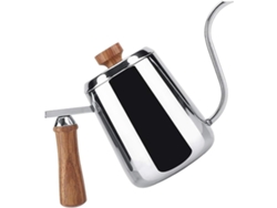 Tetera De Cuello De Cisne De Acero Inoxidable Con Mango De Madera Y Boquilla Delgada, Diseño Elegante, Para Té Y Café.
