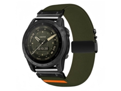Bracelete Para Garmin (20mm) - Nylon Elástico - Trama Diagonal - Fivela De Paraquedas Verde Militar