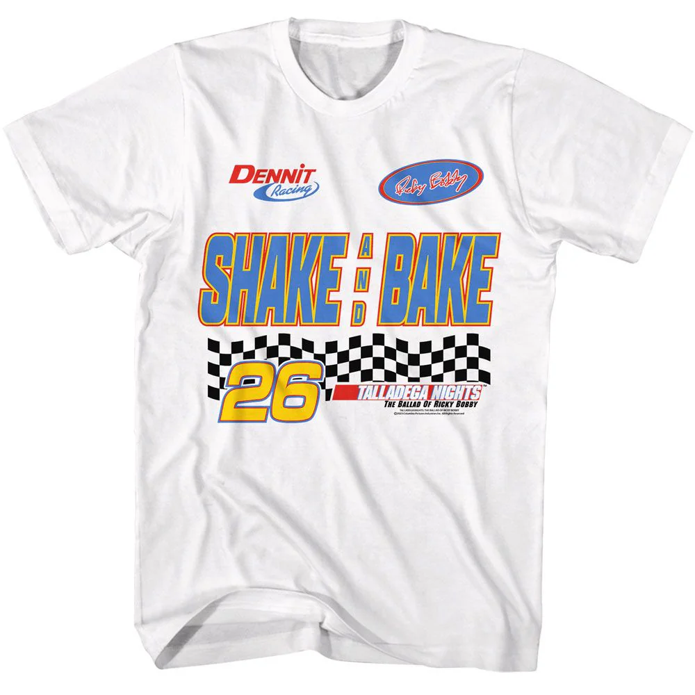 Unisex Adult T-shirt Rockinstone Talladega Nights Movie Shake And Bake White Sizexxl