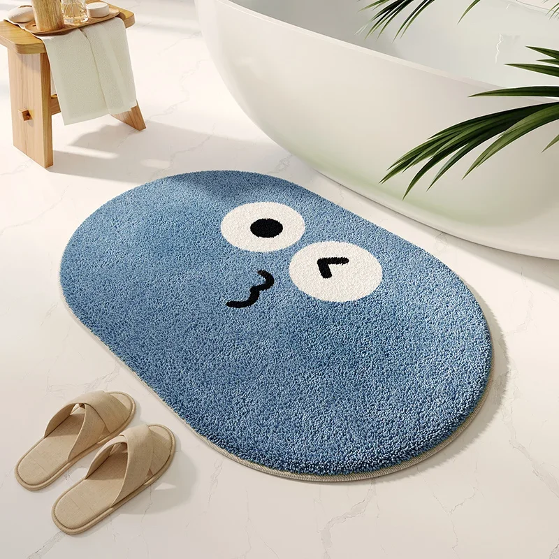 (estilo 4 50x80cm) Bonita Alfombra De Baño Con Estampado De Dibujos Animados, Divertidos Patrones De Expresión Facial, Suave Alfombra De Baño De Felpa
