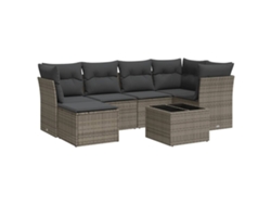 Maison Exclusive - Set De Sofás De Jardín 7 Piezas Con Cojines Ratán Pe Gris