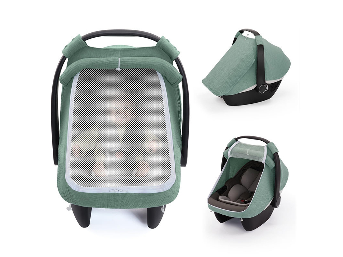 Funda de asiento de coche para bebé Eifson Summer con ventana de malla grande y capota transpirable (verde)