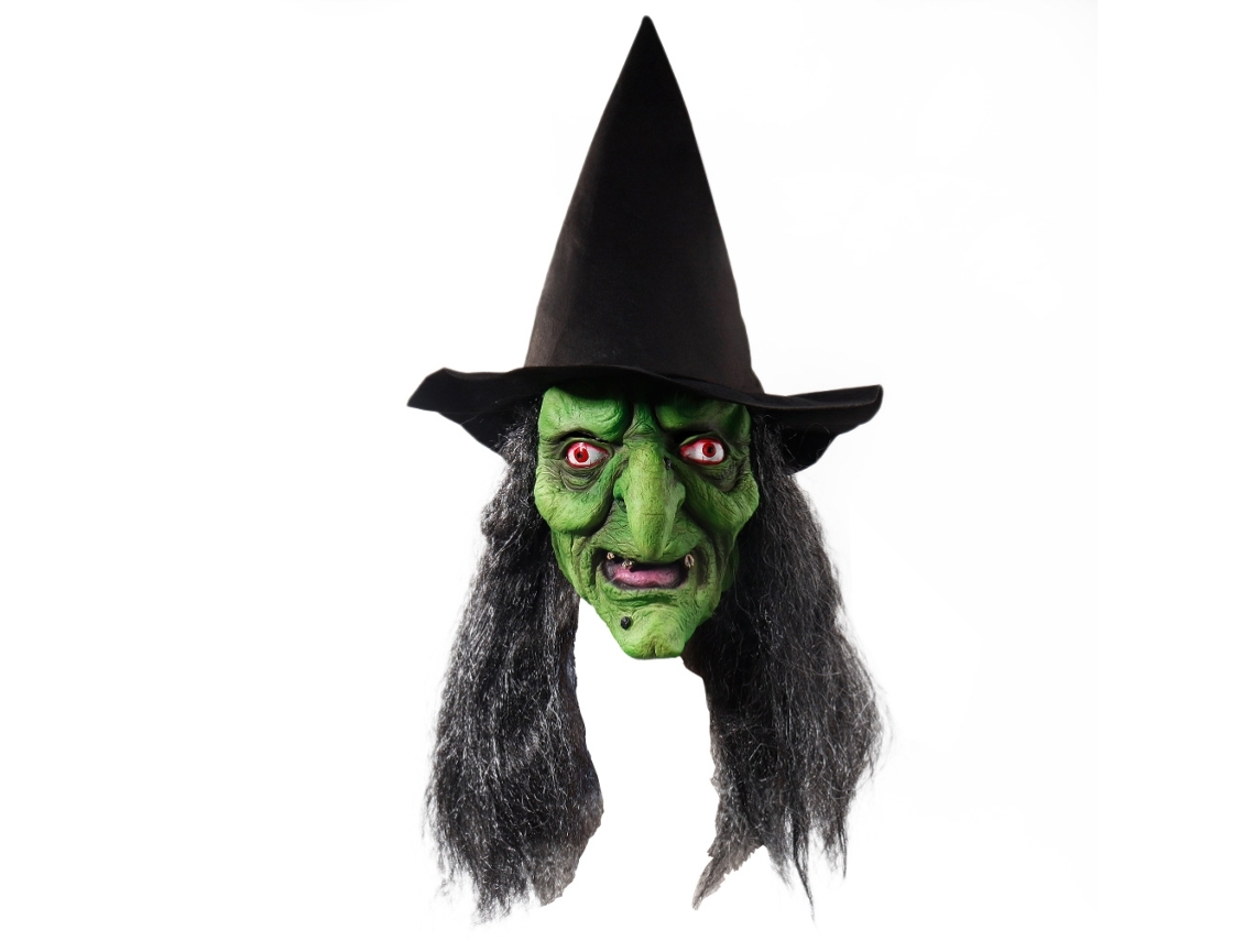 Dan26-máscara De Bruja Con Pelo Y Sombrero En Latex Para Disfraz De Bruja Vieja, Accesorio De Halloween