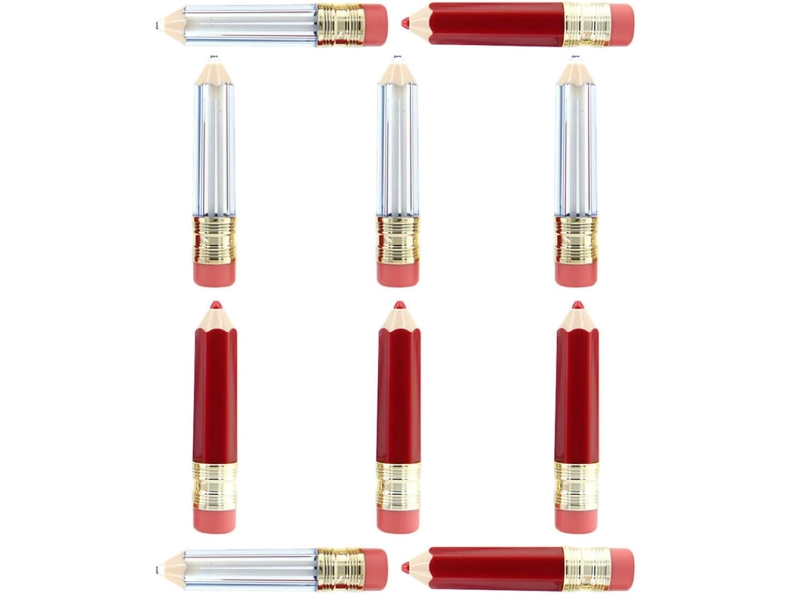 Manualidad DIY: 10 tubos de lápiz labial vacíos (transparentes y rojos)