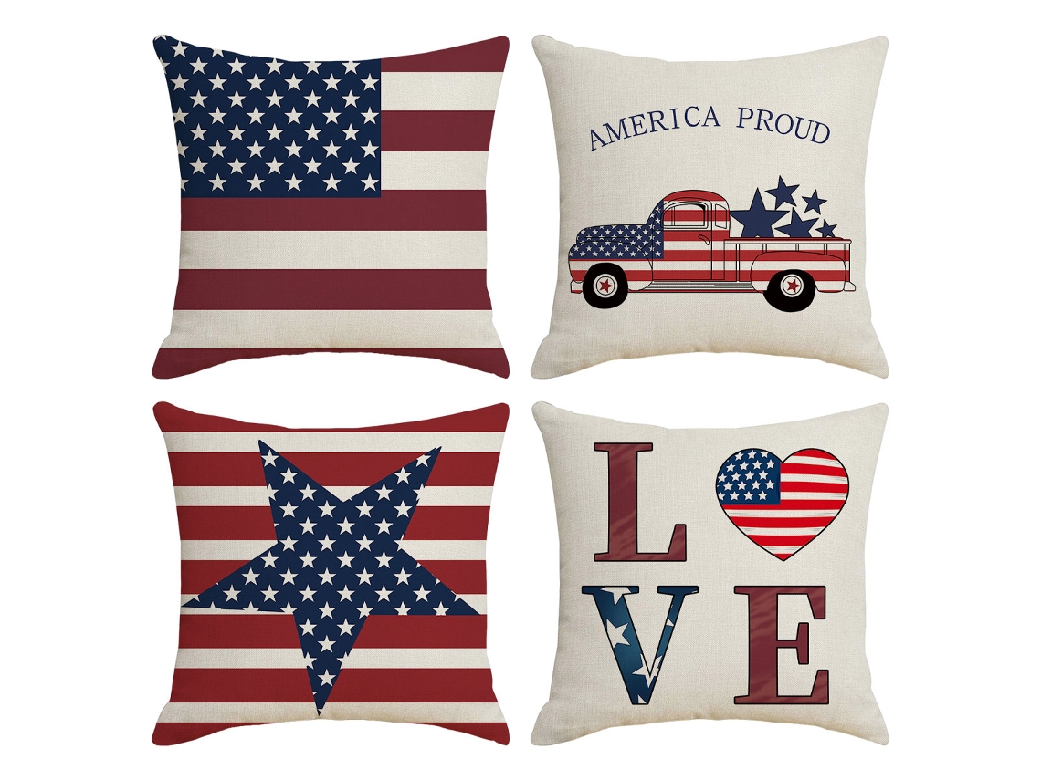 Juego De 4 Fundas De Almohada Decorativas Con Temática De Camiones Rojos Y Azules