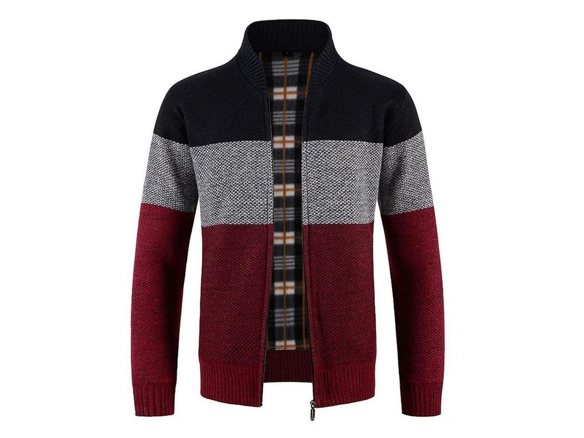 2026-chaqueta Cardigan De Pelo Polar Para Hombres, Color Block, Gruesa Y Caliente, Manga Larga, Abrigo De Invierno