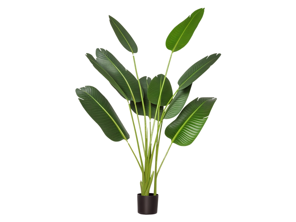 Planta de plátano artificial de 160 cm con maceta y 10 hojas realistas, sintética tropical, para decoración de interiores y exteriores, ideal para el hogar. VELTUS TRADE