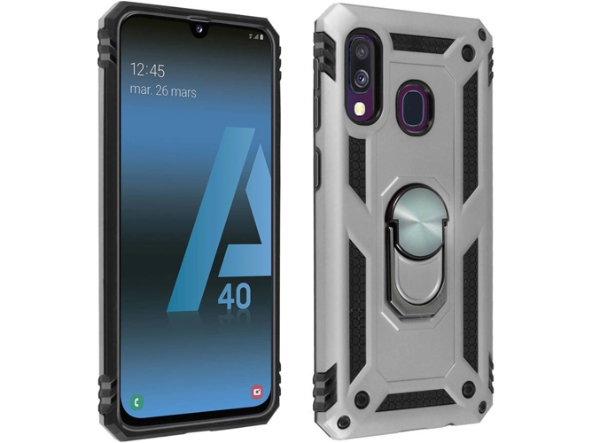 Carcasa Samsung Galaxy A40 AVIZAR Anillo Plateado