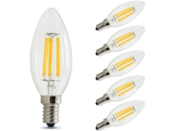 Bombilla Led Regulable Tipo Vela E14 (punta De Llama) — 4 W — Blanco Cálido (2700 K) — 400 Lúmenes — Paquete De 6