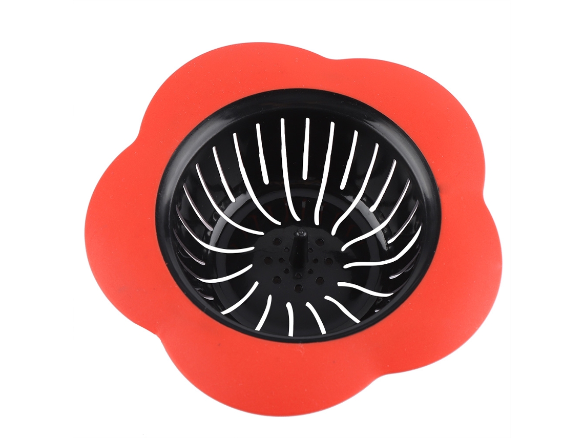 Colador De Fregadero De Plástico Con Forma De Flor Para Desagüe De Cocina Y Baño - Rojo
