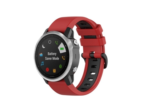 Correa Smartwatch para Garmin Fenix 6S Silicona Bicolor (Rojo Negro)