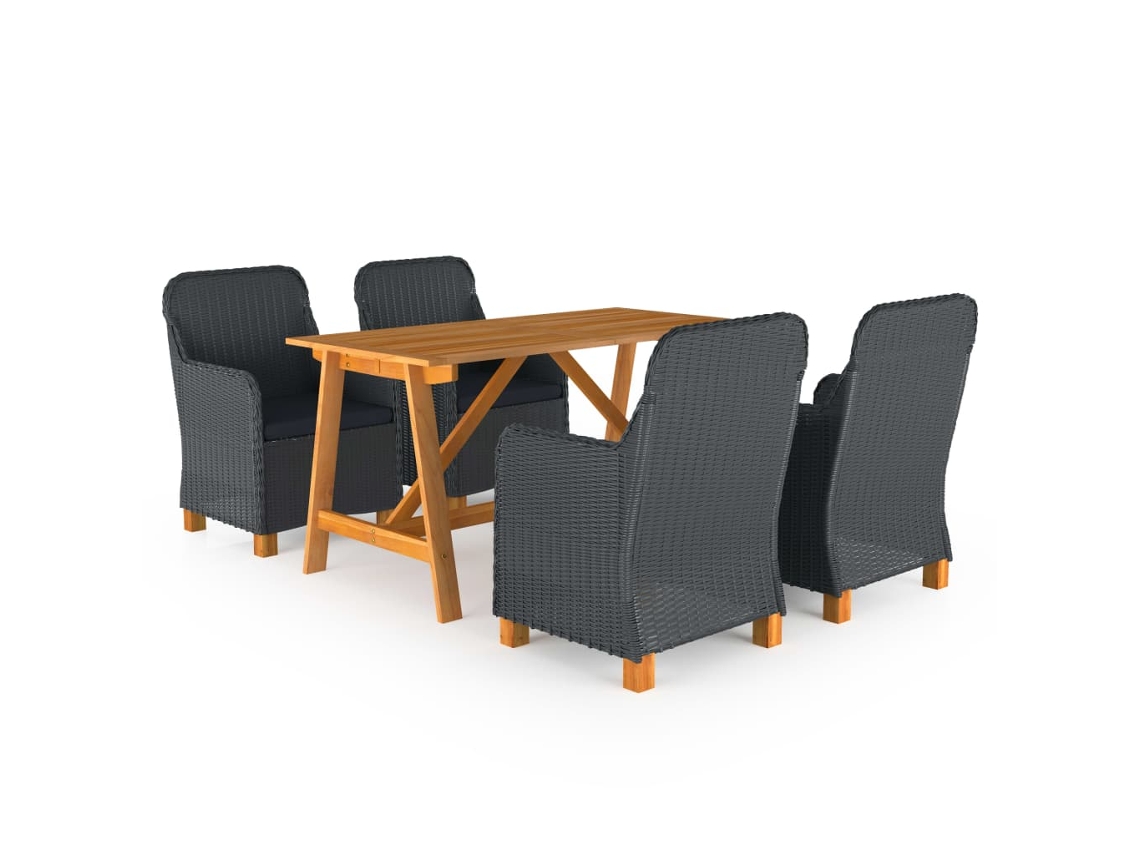 Juego de comedor de jardín de 5 piezas DKD Home Decor en gris oscuro
