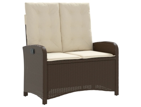 Sillón reclinable de jardín VIDAXL con cojines ratán sintético marrón