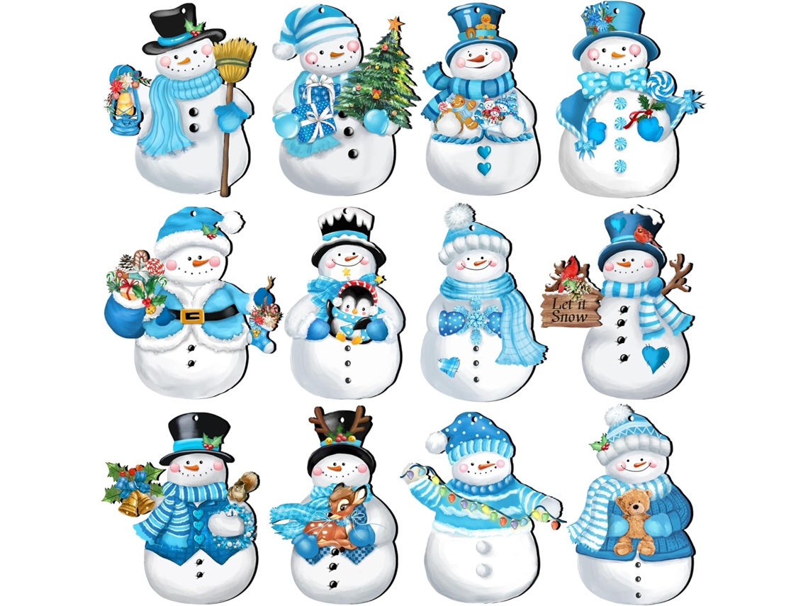 24 adornos de muñecos de nieve de madera: manualidades para decorar fiestas navideñas