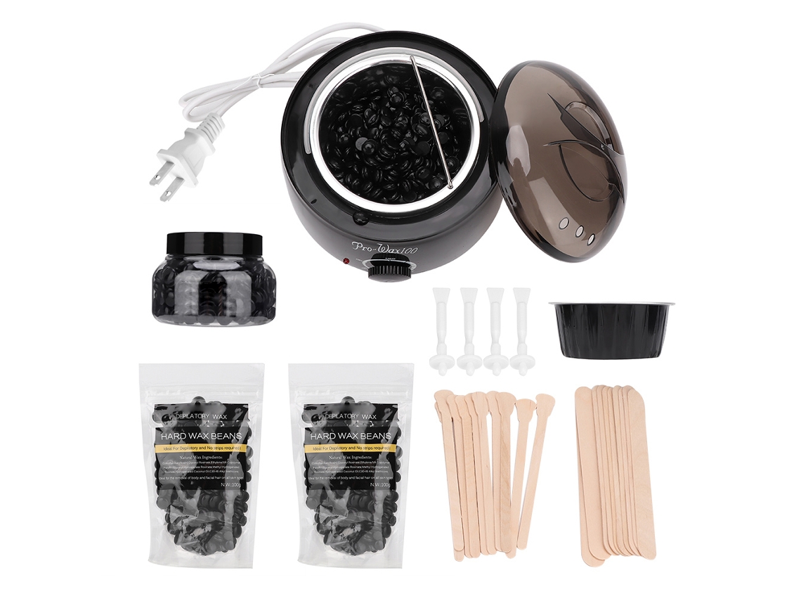Kit De Ferramentas Para Remoção De Cabelo Painless Com Cera Depilatória, Máquina De Aquecimento, Palitos E Tigela