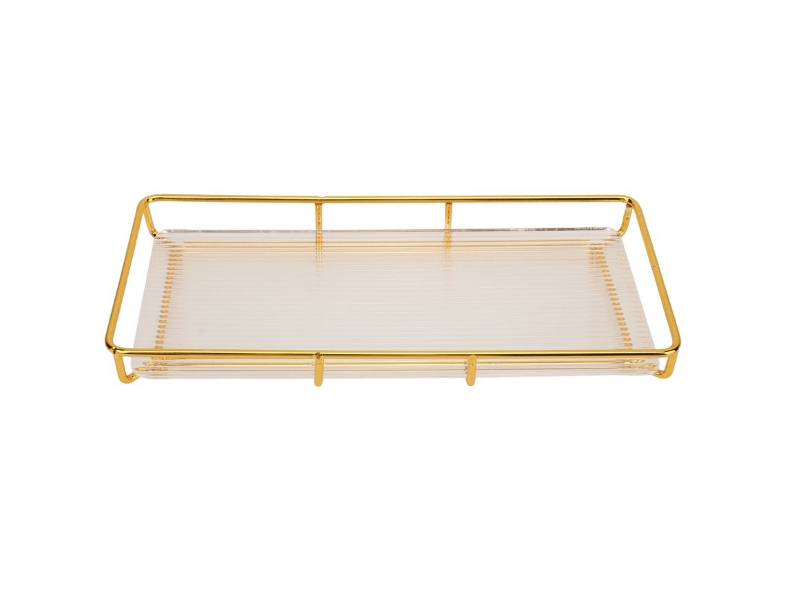 Bandeja minimalista para lavabo de baño de acero inoxidable para cosméticos dorada