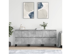 Pack 3 Uds Aparador | Mueble De Comedor | Buffetes Madera Contrachapada Gris Hormigón Wsd980705