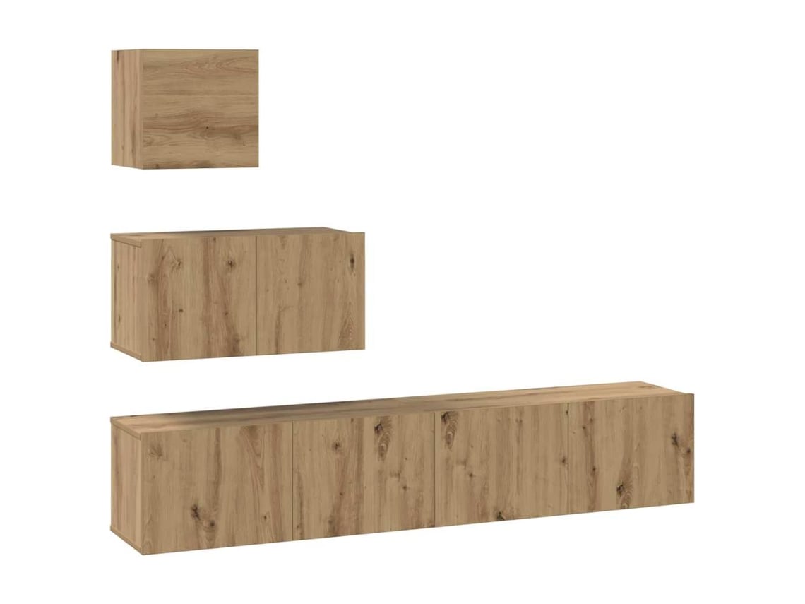 Conjunto de mueble para TV de 4 piezas, roble artesanal, EXCLUSIVO DE LA CASA