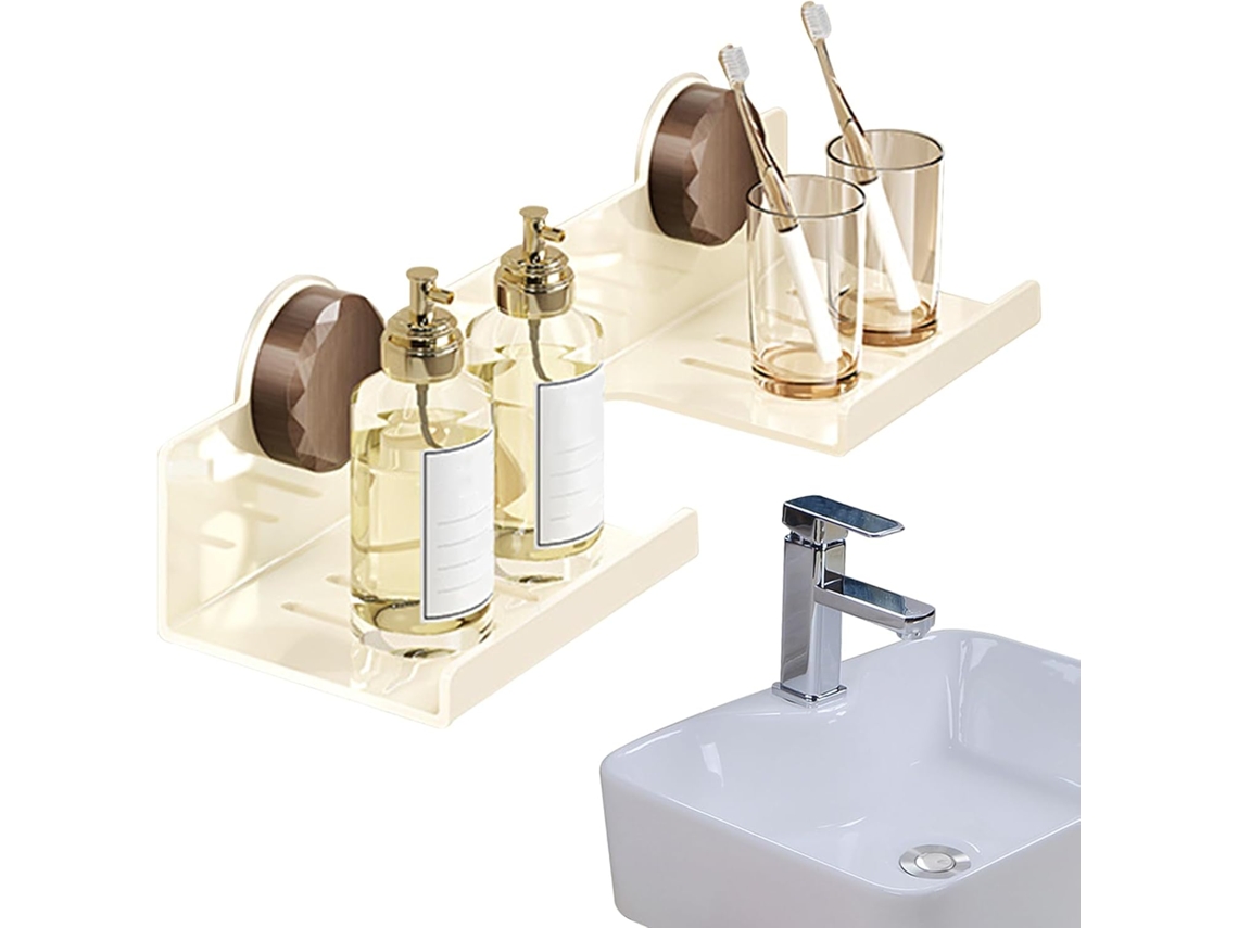 Estante Para Lavabo De Baño, Organizador De Baño De Pared - Organizador De Acero Con Ventosa