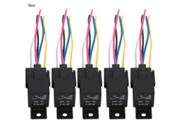 5 Relés Automotrices Spdt De 5 Pines, 12 V, 30 A/40 A, Con Conector De Cable, Kit Universal De Seguridad Y Audio Para Automóviles.