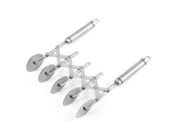 Cortador de bolo em aço inoxidável com roda, modelo 2026-5, para pizza e massa, ajustável.
