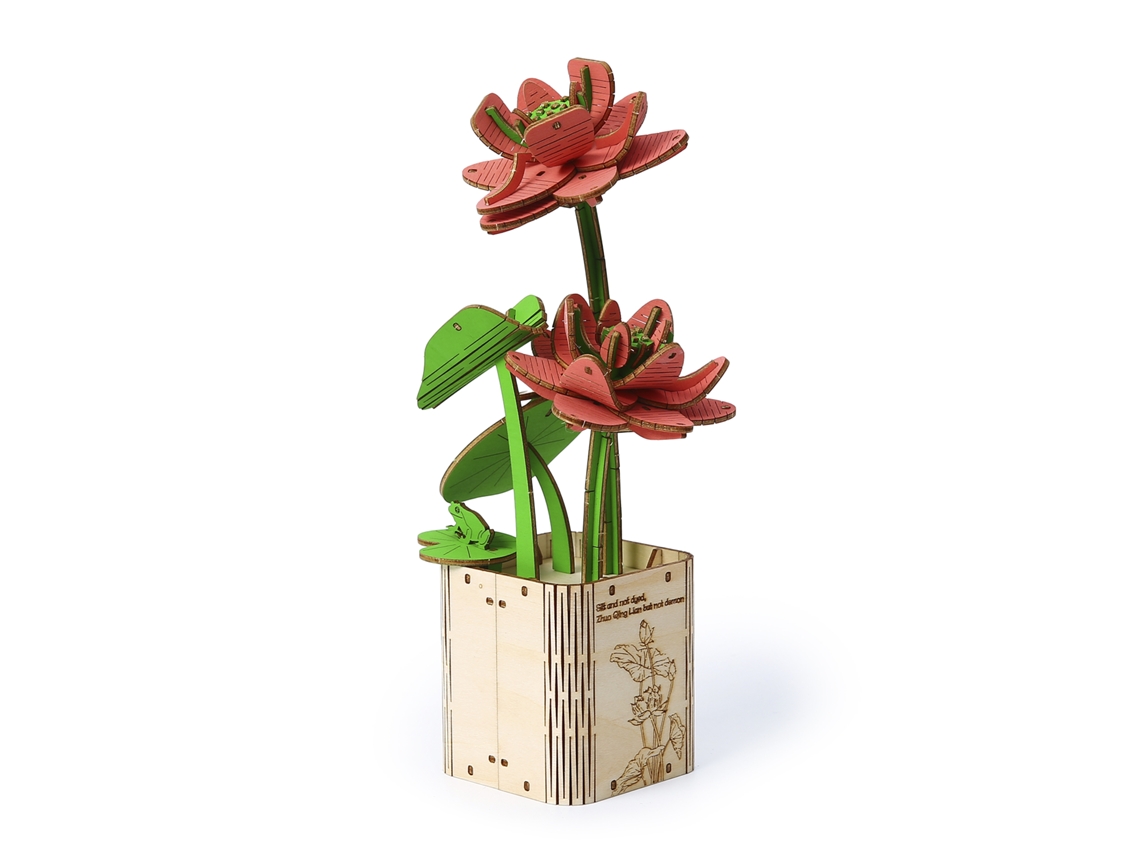 Maqueta 3D de madera, diseño de loto. 107 piezas. DAM