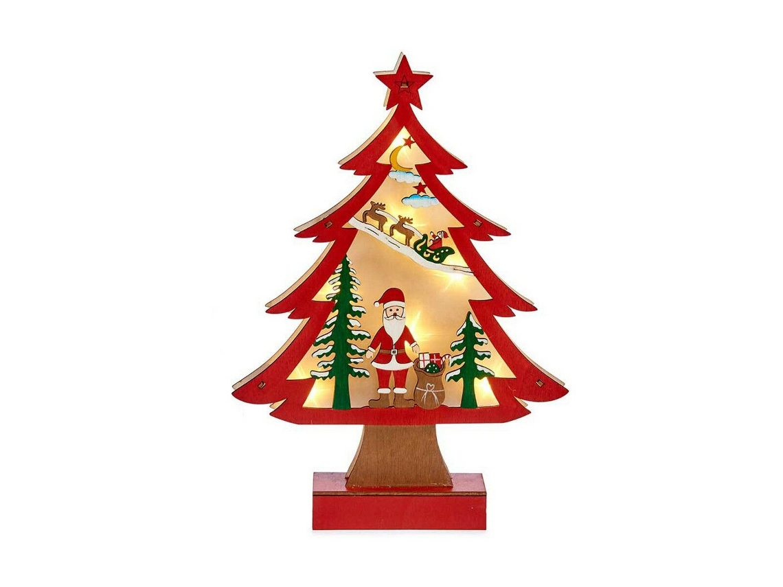 Árbol de Navidad Leve 3D Papá Noel Vermelho Madeira 5 X 30 X 21 cm