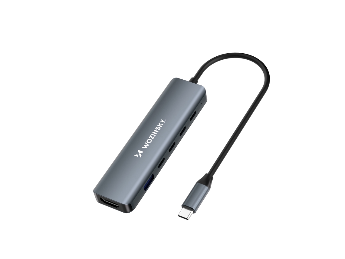 Hub 6w1 Rozdzielacz Usb a Usb c Displayport Hdmi Szary WOZINSKY