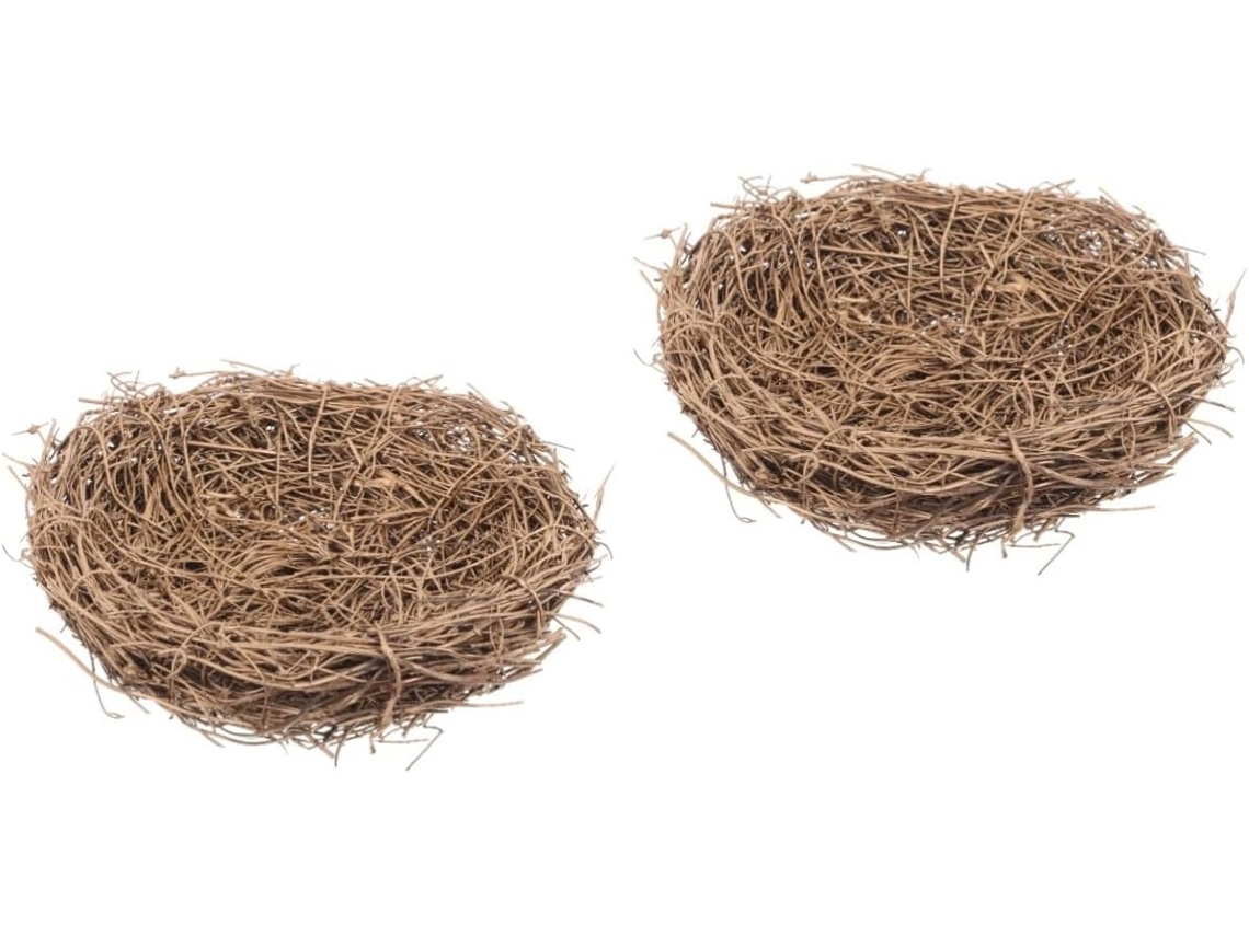 Nido De Pájaro Artificial De Ratán De 2 Piezas, Adorno Decorativo Hecho A Mano Para