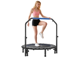 Cama Elástica Plegable Para Fitness, 114 Cm, Asa Ajustable, Acero, Azul/negro.